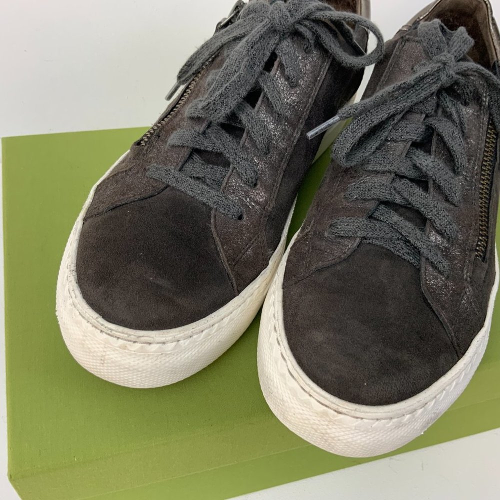 Paul Green Toby Zip And Lace Up Leather/Suede Sneakers Green Size 9 - Picture 2 of 16